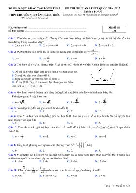Đề thi thử lần 1 THPT quốc gia - Bài thi Toán